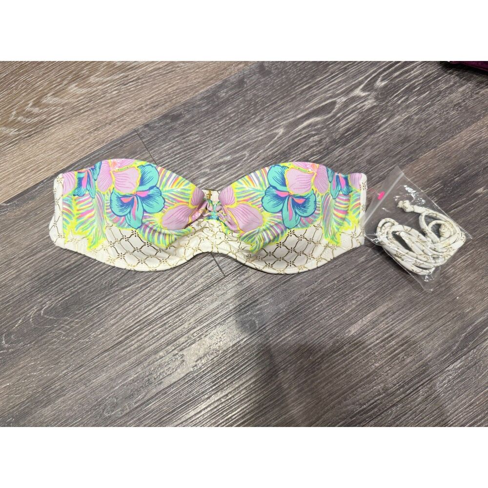 NWT Victoria's Secret Bandeau Strapless Bikini Top Size 32B 2010s Padded White